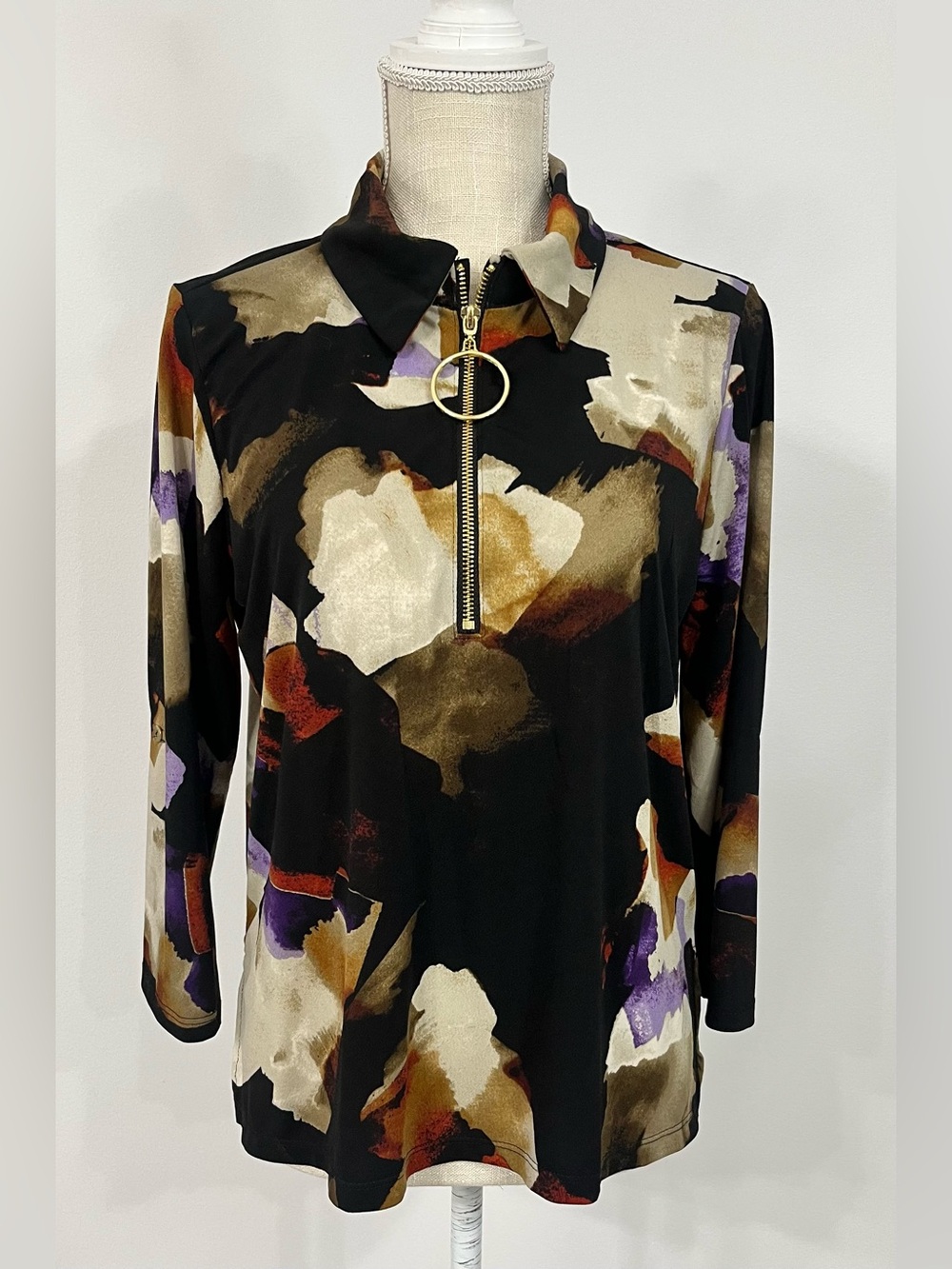 Thomas & Olivia - Womens Collared Longsleeve Pullover Blouse - Size L - EUC